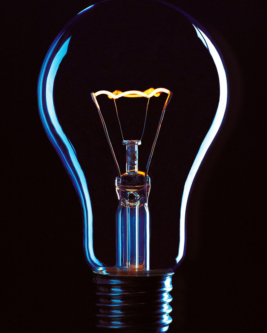 A glowing lightbulb filament